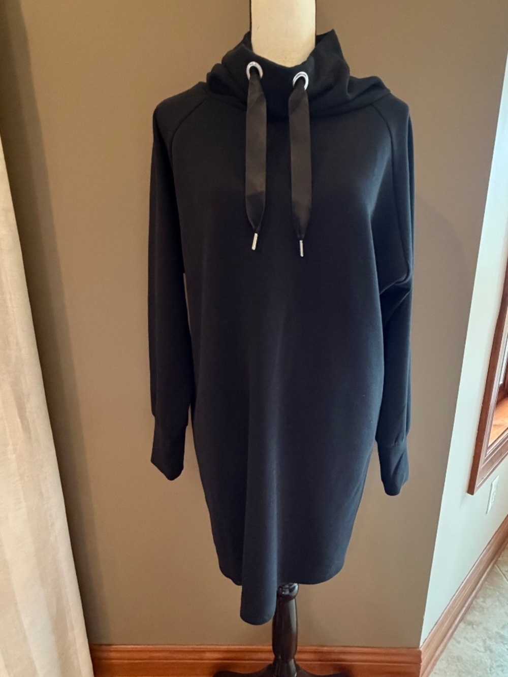 Express Women's Black Hoodie Sweatshirt Dress Minimalist Neutral, Size Large